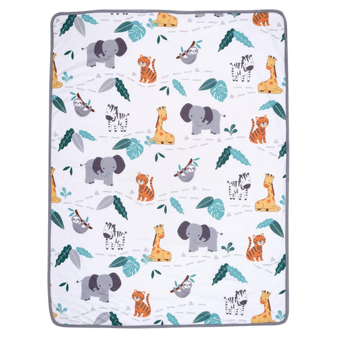 Bedtime Originals Mighty Jungle Animals White Fleece Baby Blanket (283034P)...