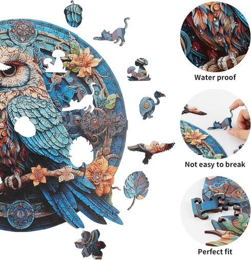 KAAYEE Wooden Jigsaw Puzzles-Wooden Puzzle Adult Unique Shape Advanced Wise Owl Wooden Jigsaw Puzzle for Adult,Family Puzzles 9.7 * 9.4 in 197 pcs...