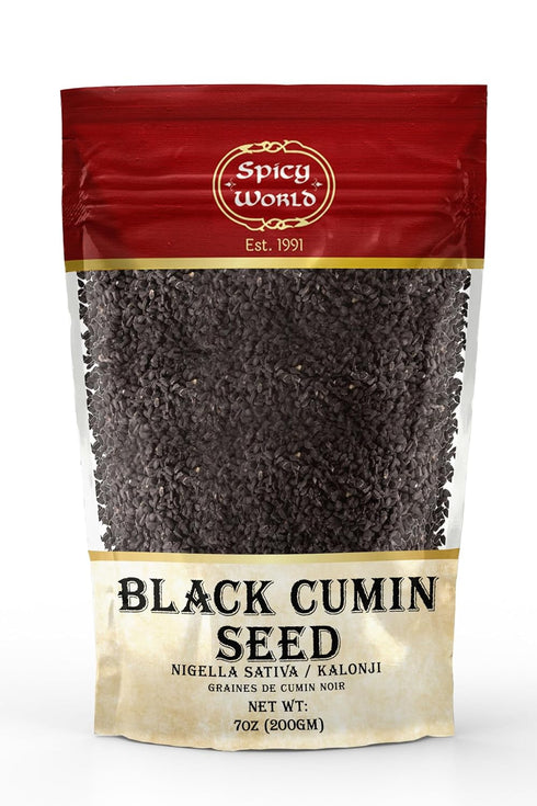 Spicy World Black Cumin Seeds 7oz - Nigella Sativa - Resealable bag | Whole Seed (Kalonji) Great for Health, Making Black Seed Oil & More!...