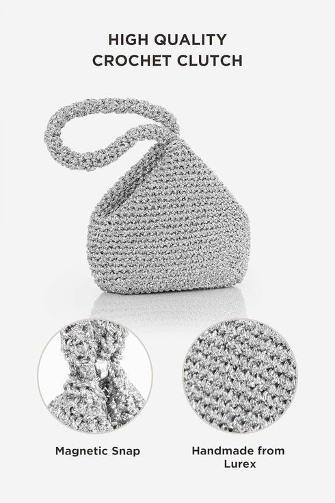 BABEYOND Clutch Purses for Women - Handmade Crochet Evening Bags Sparkly Glitter Wristlet Purse for Party Daily Wedding...