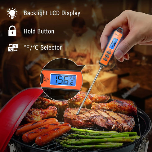ThermoPro TP01A Digital Meat Thermometer for Cooking Candle Liquid Deep Frying Oil Candy, Kitchen Food Instant Read Thermometer with Super Long Pr...
