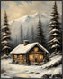 Posterizer 1 pcs-old farm house in snowy winter nature-in oil painting style-17-Landscape & Nature Art-Living Room Bedroom Decor- unframed wall ar...