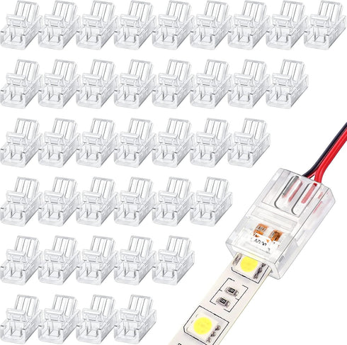 40 Pieces RGB LED Light Strip Connectors Unwired Gapless Solderless Adapter Terminal Extension Waterproof LED Light Adapter Transparent Led Strips...