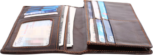 Womens Ladies Genuine Leather Wallet Long Embossing Bifold Wallet Clutch Purse (Coffee)...