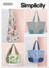 Simplicity Handbag, Hobo, Tote Bag Packet, Code 9304 Sewing Pattern, One Size, White...