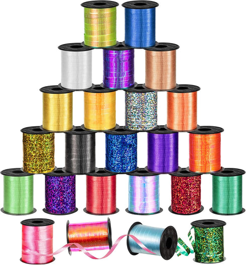 24 Pack Holiday Curling Ribbons for Valentines Decorations Crafts Bows Present Wrapping Florist Wedding Party Festival Art Craft Decor, 1/4 Inch a...