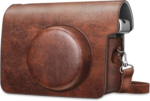 Fintie Protective Case for Fujifilm Instax Wide 300 Instant Film Camera - Premium Vegan Leather Bag Cover with Removable Strap, Vintage Brown...
