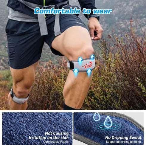 IPOW Embroidery Patellar Tendon Support Strap 2 Pack, Knee Pain Relief & Patella Stabilizer Knee Strap, knee Support for Women and Men, Knee Brace...