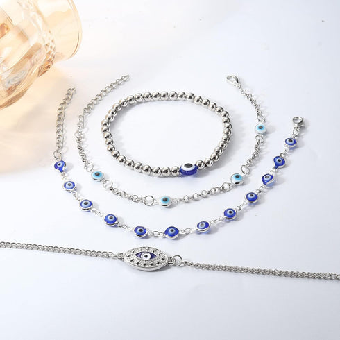 ORAZIO Evil Eye Bracelets Protection 16Pcs Bracelets Aesthetic Chain Bangle Bracelets Set Stackable Mexican Bracelets Gold Evil Eye Jewelry Mal De...