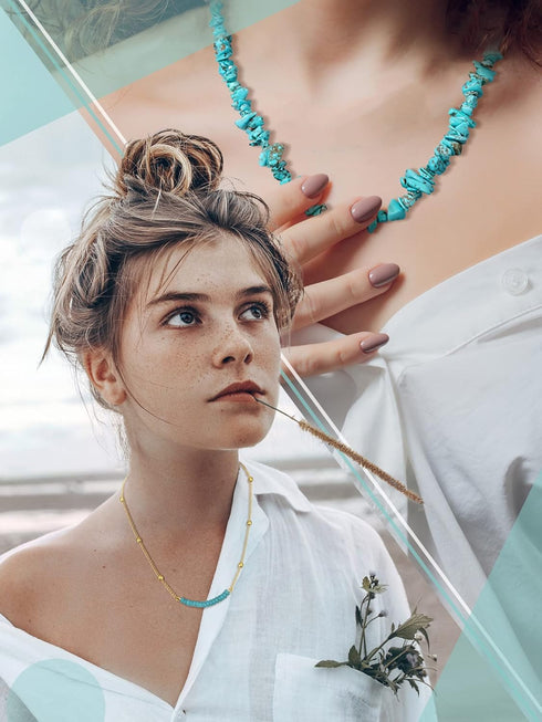 6 Pcs Western Necklaces for Women Girl Gold and Turquoise Necklace Boho Layered Pendant Jewelry Set for Cowgirl Cowboy...