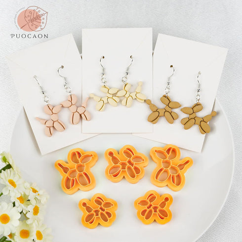 Puocaon Balloon Dog Clay Cutters - 8 Pcs Polymer Clay Cutters for Jewelry Making, Mirrored Balloon Dogs Animal Clay Earring Cutters, Cute Clay Cut...