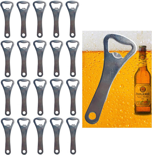 Bottle Opener Bulk,20 Pieces 3.6'' Stainless Steel Beer Bottle Opener Keychain Wholesale for Bar, Restaurant,Bartender and Kitchen(Silver)...