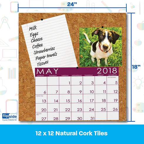 Flipside Cork Tiles, 6" x 6", Set of 4...