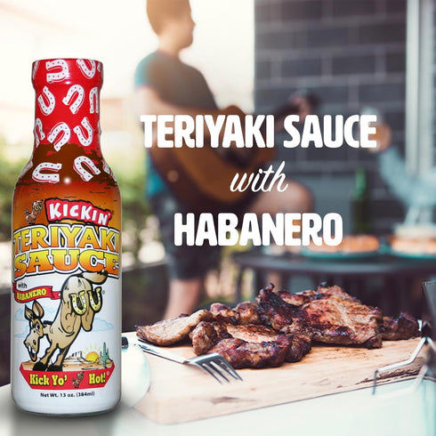 Kickin' Spicy Teriyaki Sauce with Habanero – 13 oz. (2 Pack) – Premium Gourmet Stir Fry Sauce – Perfect Steak or Chicken Marinade...