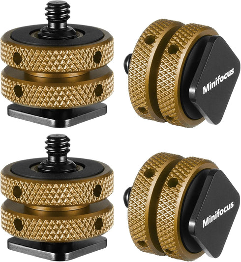 4 Packs Camera Hot Shoe Mount Adapter, Double Nut with 1/4" and 3/8" Aluminum Alloy Tripod Screw Flash Shoe Mount for LED Monitors, Microphone, DS...
