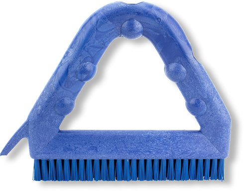 SPARTA Blue Plastic Grout Brush, Triangle-Shaped Scrub Brush with Scraper for Cleaning Tiles and Grout, 9 x 7 x 7 Inches...