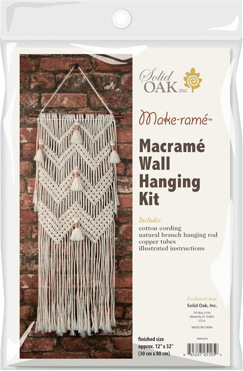 SOLID OAK Macrame Wall Hanger Kit - Chevrons & Tassels...
