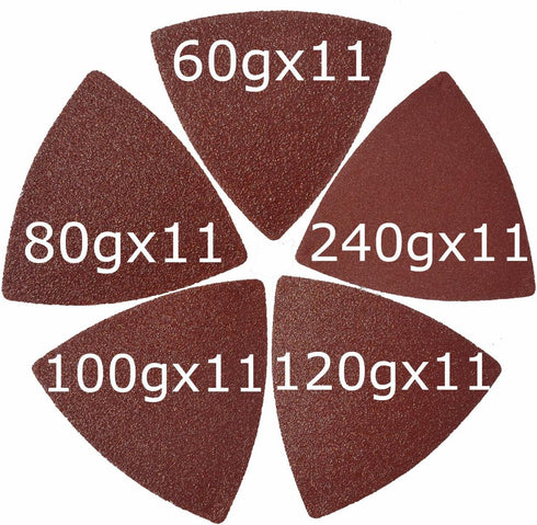 Triangular Oscillating Multi Tool Sanding Pads 3-1/8 Inch 80mm Assorted Grit 60/80/100/120/240 Grits Pack of 55 Pcs No.XG5501...