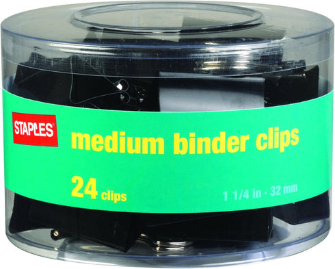 Staples Medium Metal Binder Clips, Black, 1 1/4" Size with 5/8"Capacity...