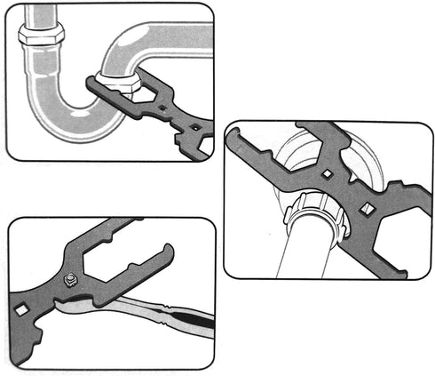 HAUTMEC 3 Way Plumber's Sink Strainer Wrench, Fits 1-3/4 inch., 2 inch. and 2-1/2 inch. Nuts? Multifunction Plumbing Wrench PL0037...