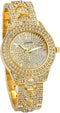 JewelryWe Men Watches Gold Tone Alloy Quartz Watch Stylish Rhinestone Business Casual Dress Wristwatches for Father's Day...