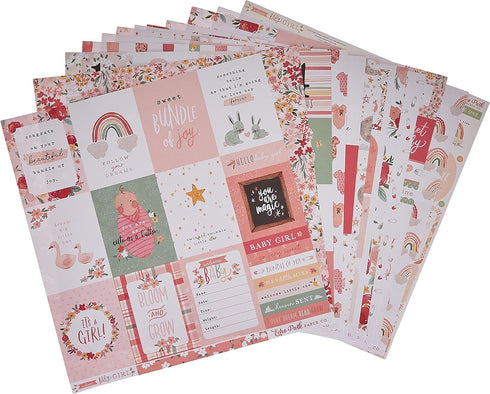 Echo Park Paper Company Welcome Baby Girl Collection Kit Paper, 12-x-12-Inch...
