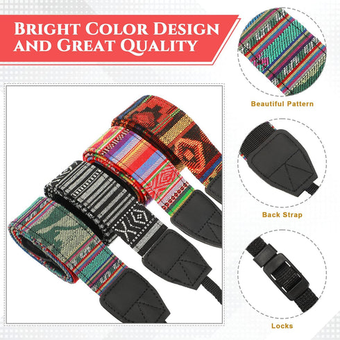 4 Pieces Woven Vintage Camera Strap for All DSLR SLR Camera Universal Neck Shoulder Strap for Men Women Photographers, 4 Styles...