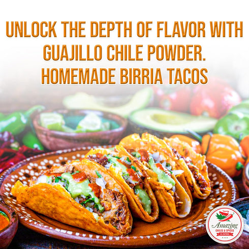 Guajillo Chile Powder Ground (8oz) – Natural and Premium. Great For Chili, Sauces, Stews, Salsa, Meat Rubs, Enchiladas, Mole and Tamales. Tangy Sp...