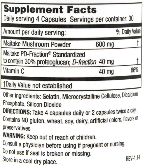 Grifron Maitake D-Fraction Standard Capsules, 120 Count...