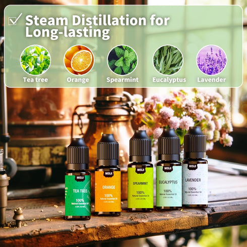 Essential Oils Set Top 5 Aromatherapy-Essential Oils for Diffuser for Home,Air Freshening Diffuser Oils Scents for Aromatherapy,Laundry,Candle&Soa...