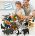 Small Montessori Animal Figures with Flash Cards, Realistic Animal Figurines Toys, Montessori Materials Homeschool Preschool Science Educational M...