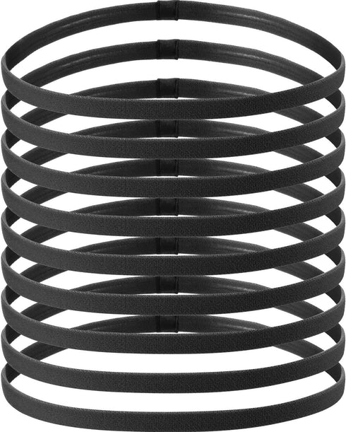 9 Pieces Thick Non-Slip Elastic Sport Headbands, Elastic Silicone Grip Exercise Hair and Sweatbands for Yoga (Black)...