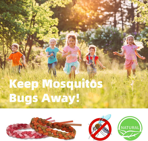 12 Pack Mosquito Repellent Bracelets, DEET-Free, Individually Wrapped PU Leather Insect & Bug Repellent Wrist Bands for Kids & Adults...
