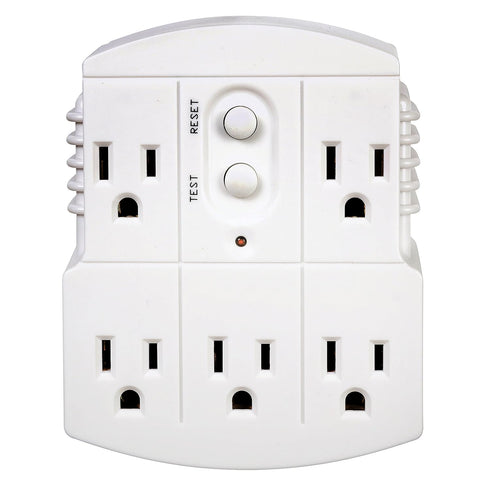 Tower Manufacturing 30440003 Auto-Reset 15 AMP Grounded 3-Prong GFCI 5-Outlet Adapter, White...