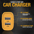 DEWALT 2-Port USB Car Charger — 24W Fast Charge Dual Port USB-A for iPhone 14 13 12 11 Pro Max X XR XS 8 Plus 6s iPad — Compatible with Samsung Ga...
