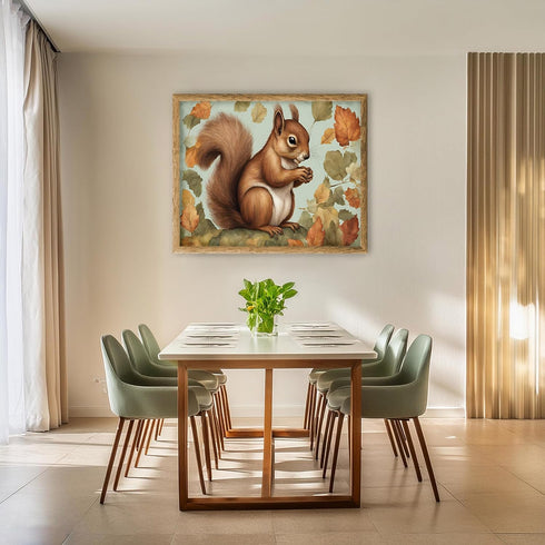 Posterizer 1 pcs- A Squirrel on the ground sorrounded by leaves-Art for Animal Lovers- Gift for Men Women Entrepreneur Teens-decor for Bedroom, Of...