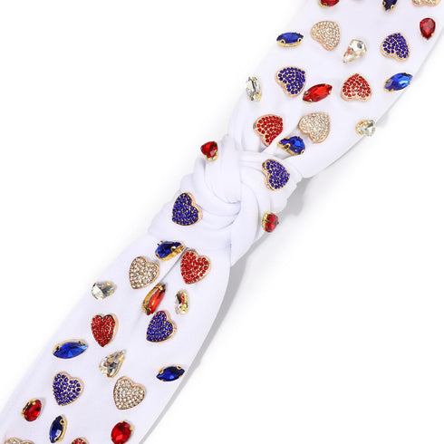MOLOCH American Flag Headband 4th of July Headband Red White Blue USA Stars Knotted Headband for Women Rhinestone Crystal Patriotic Hairband Party...