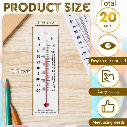 Maitys 20 Pcs Student Thermometers Mercury Free Science Thermometer School Supplies Boiling Point Thermometers for Classroom Teaching Tools...