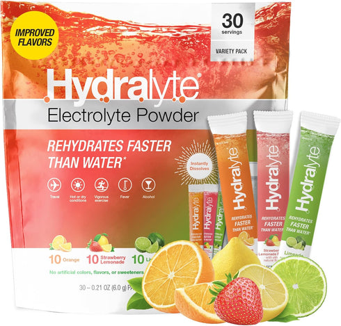Hydralyte Low Sugar Rapid Rehydration - Lightly Sparkling Electrolyte Powder Packets, 8 oz Serve | Variety Hydration Packets | Hydration for Heat,...