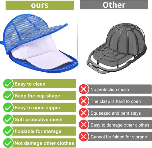 Hat Washer Cage, 1Pack Hat Washer for Baseball Caps Foldable Hat Cleaner for Washing Machine, Dishwasher Hat Rack Protector Organizer Storage for ...