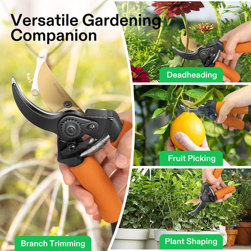 VIVOSUN 8.5" Bypass Pruning Shears for Gardening, Heavy-Duty Garden Scissors, Ultra Sharp Pruners with 3/4 in. Cut Capacity SK5 Blades, Thick Cush...