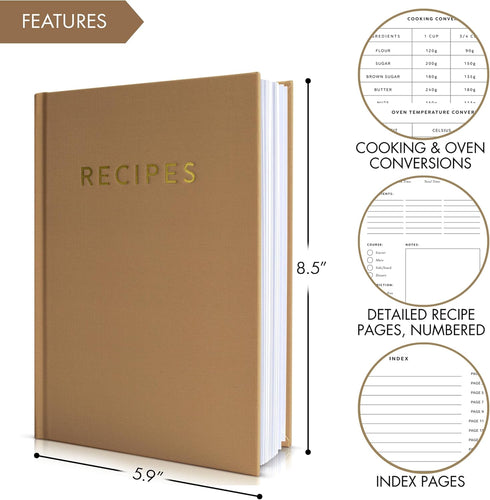 ZICOTO Aesthetic Blank Recipe Book with Waterproof Cover - The Perfect Recipe Notebook To Write In Your Own Recipes - Simplified Blank Cookbook to...