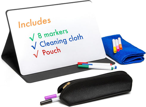 Small Portable Whiteboard With Markers, 9.5 x 6.5 inch, Mini Dry Erase Foldable Drawing Board For Kids Students Teachers, Classroom School Office...