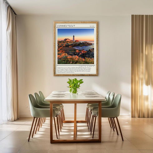 Posterizer 1 pcs-Connecticut United States info-Geography Travel Poster-Adventure Wall Art Gift for Men Women Entrepreneur Teens Decor for Home ...
