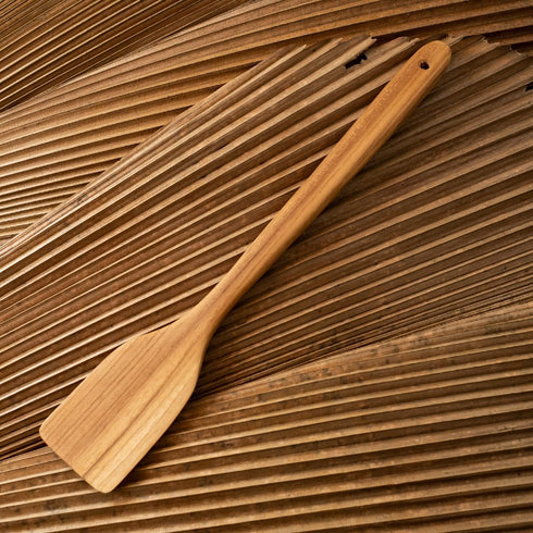 FAAY 18" Teak Long Wooden Spatula, Heavy Duty Stir Paddle for Cooking in Big Pot, Canning, Handcrafted from High Moist Resistance Teak, Wooden Spo...