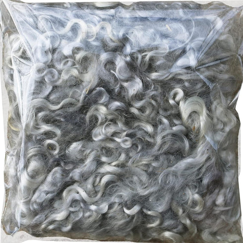 Real Mohair Locks. Hand Dyed Wool Fiber for Rooting, Felting, Blending, Spinning, Wallhangings and Embellishments. Silver, 1 Ounce (28g)......