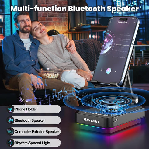 JTEMAN Gifts for Men Cell Phone Stand with Wireless Bluetooth Speaker and Jumping Light, Cool Tech Gifts for Men Women Husband Dad, Unique Birthda...