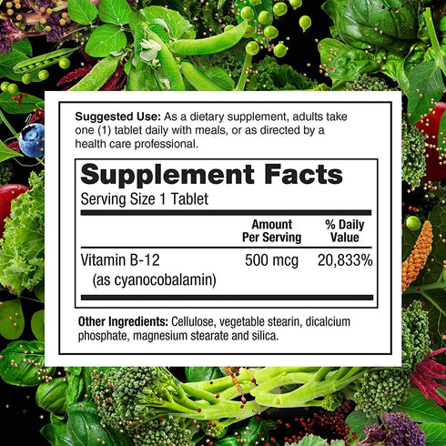 PlantFusion Vegan B12 from, Premium Vegan Vitamin B12 for Women and Men (500mcg), Natural Energy Supplement, 100 Tablets...