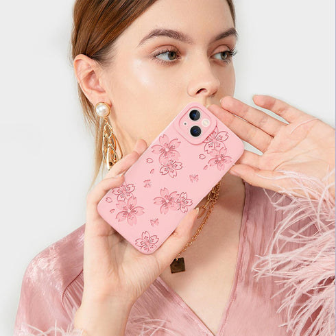 Compatible with iPhone 13 Case - Cute Butterfly Flowers Engraved Phone Case Compatible with iPhone 13 - Soft Silicone Case Compatible with iPhone ...