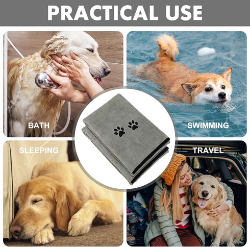 2Pieces Microfiber Pet Bath Towel Dog Towel.Dog Towel Soft Absorbent Drying for Small Medium Large Dogs and Cats with Great for Bathing and Groomi...